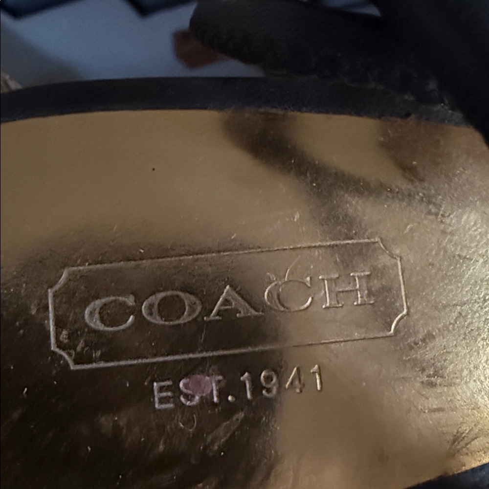 Coach Black Leather Wedge Sandals with Braided Espadrille - Picture 10 of 16